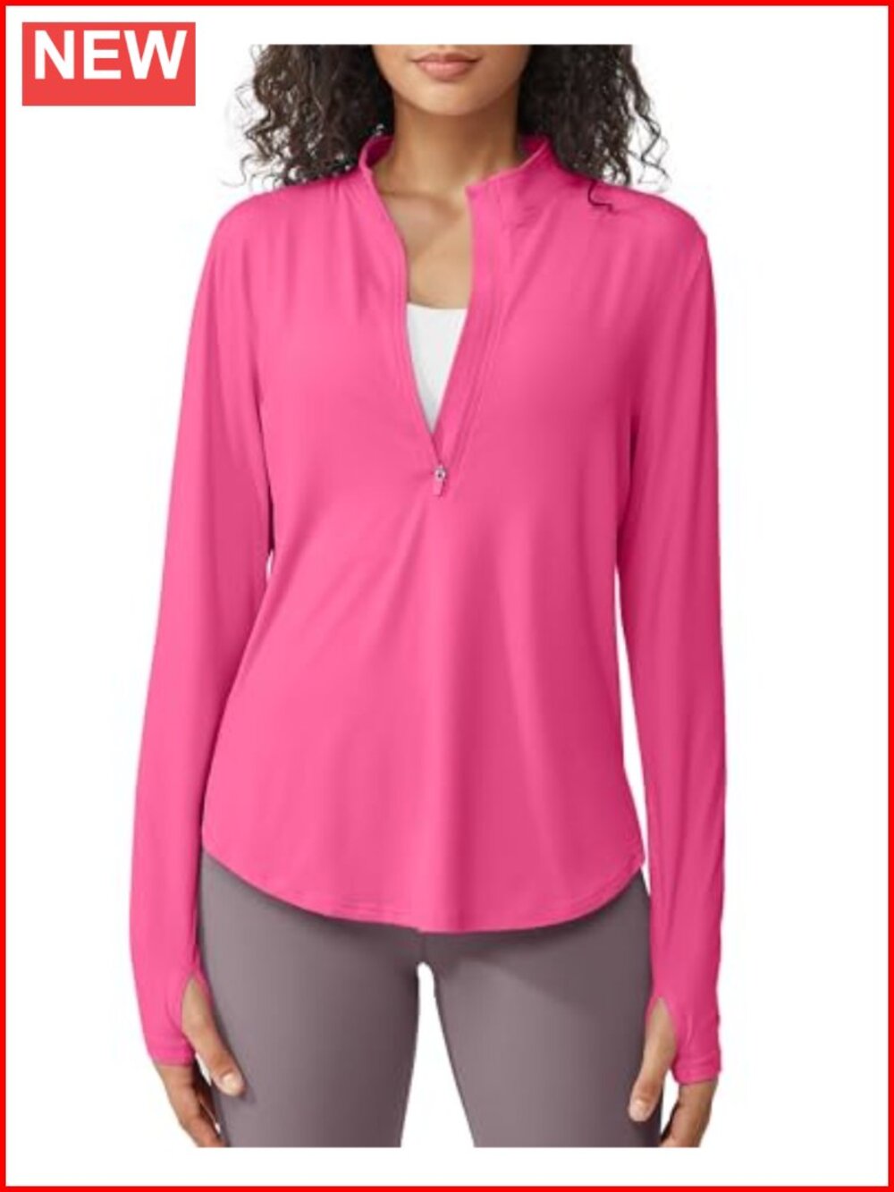 UPF 50+ Sun Shirt Lightweight Quick Dry Half Zip Long Sleeve Workout Top